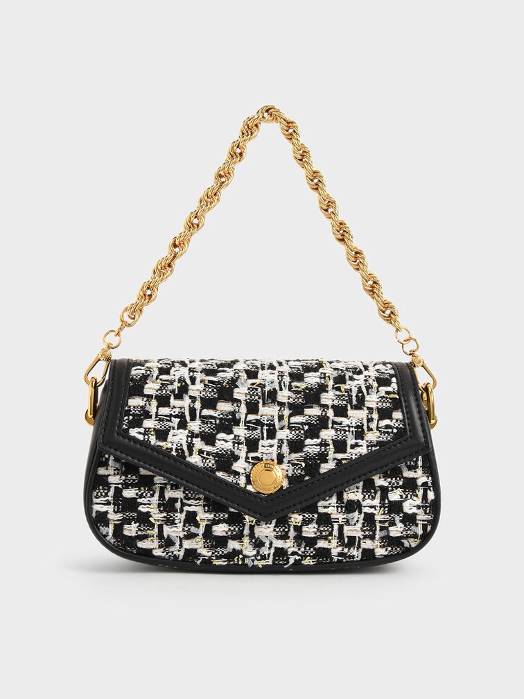 Este Tweed Chain Handle Bag, Black, hi-res