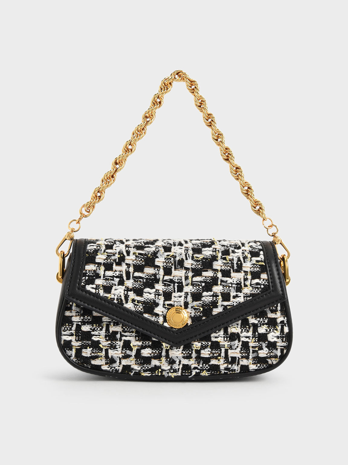 Este Tweed Chain Handle Bag, Black, hi-res