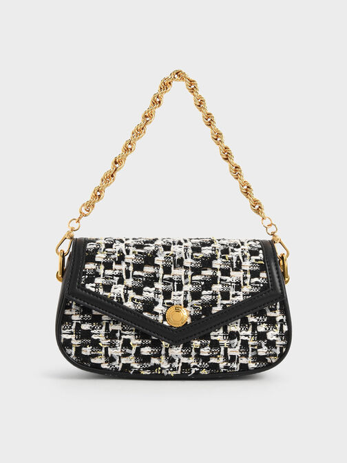 Este Tweed Chain Handle Bag, Black, hi-res