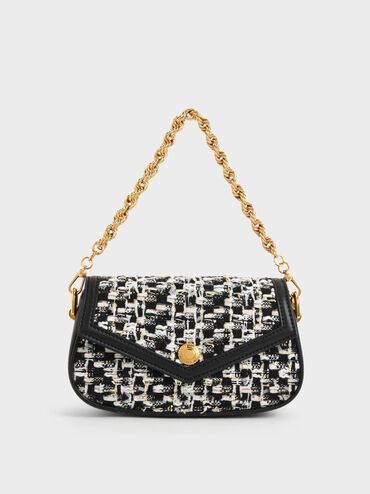 Este Tweed Chain Handle Bag, Black, hi-res