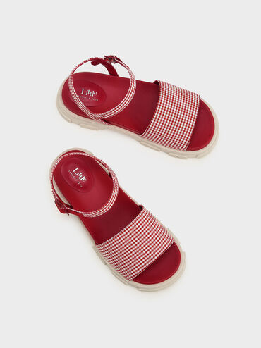 兒童寬帶厚底涼鞋, 紅色, hi-res