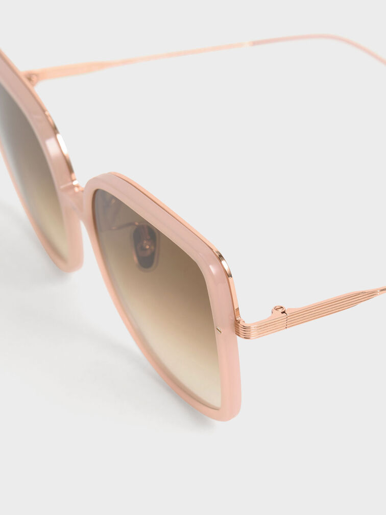Recycled Acetate Oversized Square Sunglasses, Pink, hi-res