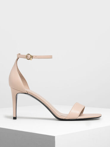Classic Ankle Strap Heels, Nude, hi-res