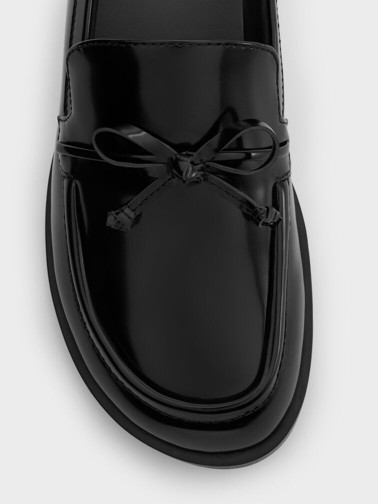 Circle-Charm Bow Loafers, Black Box, hi-res