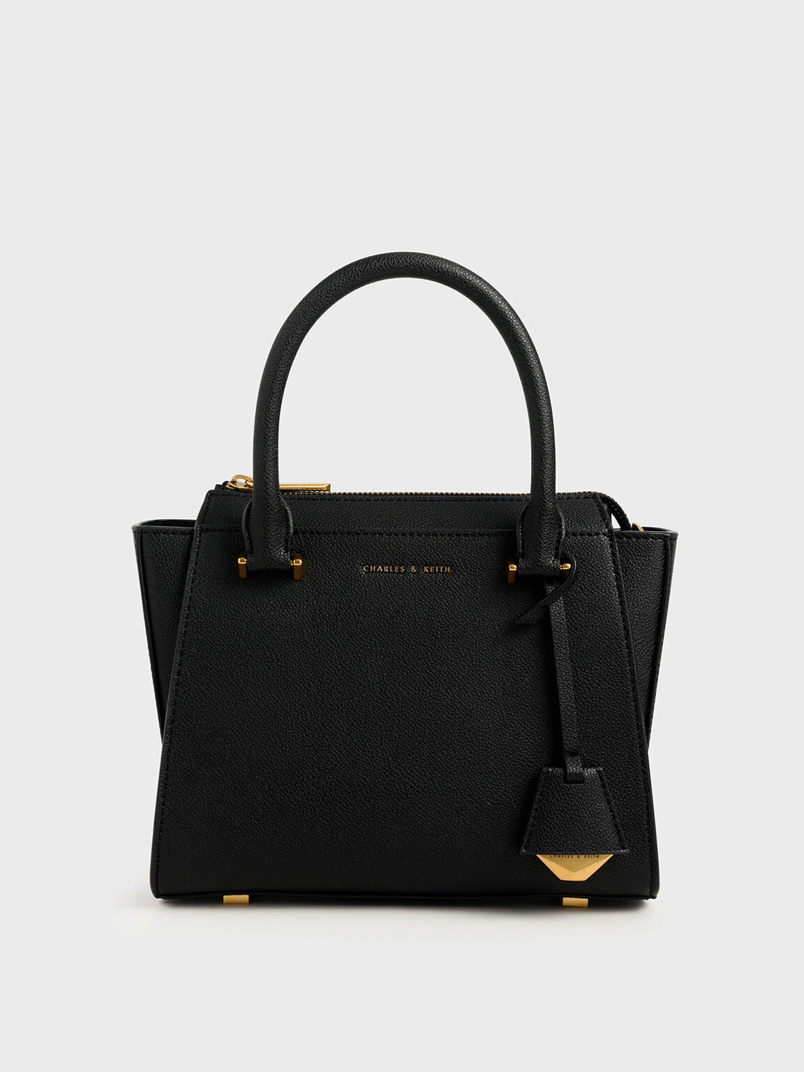 Black Structured Trapeze Bag Charles Keith Us