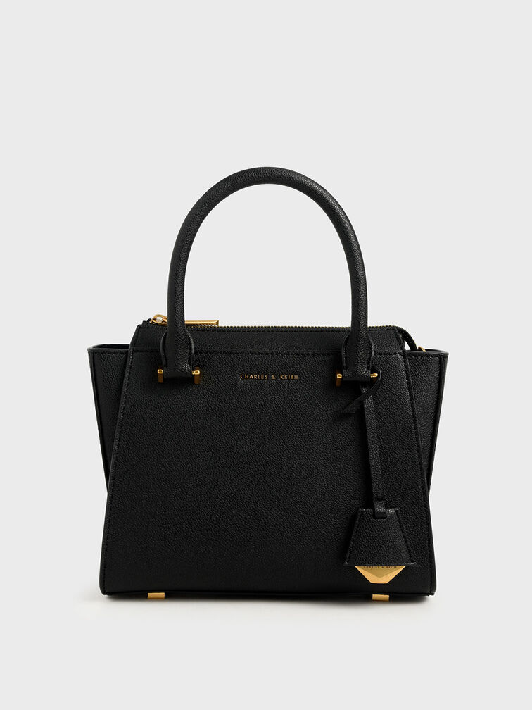 Harper Structured Trapeze Bag, Black, hi-res