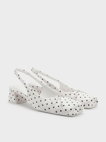 蝴蝶結緞面粗跟鞋, 混色, hi-res