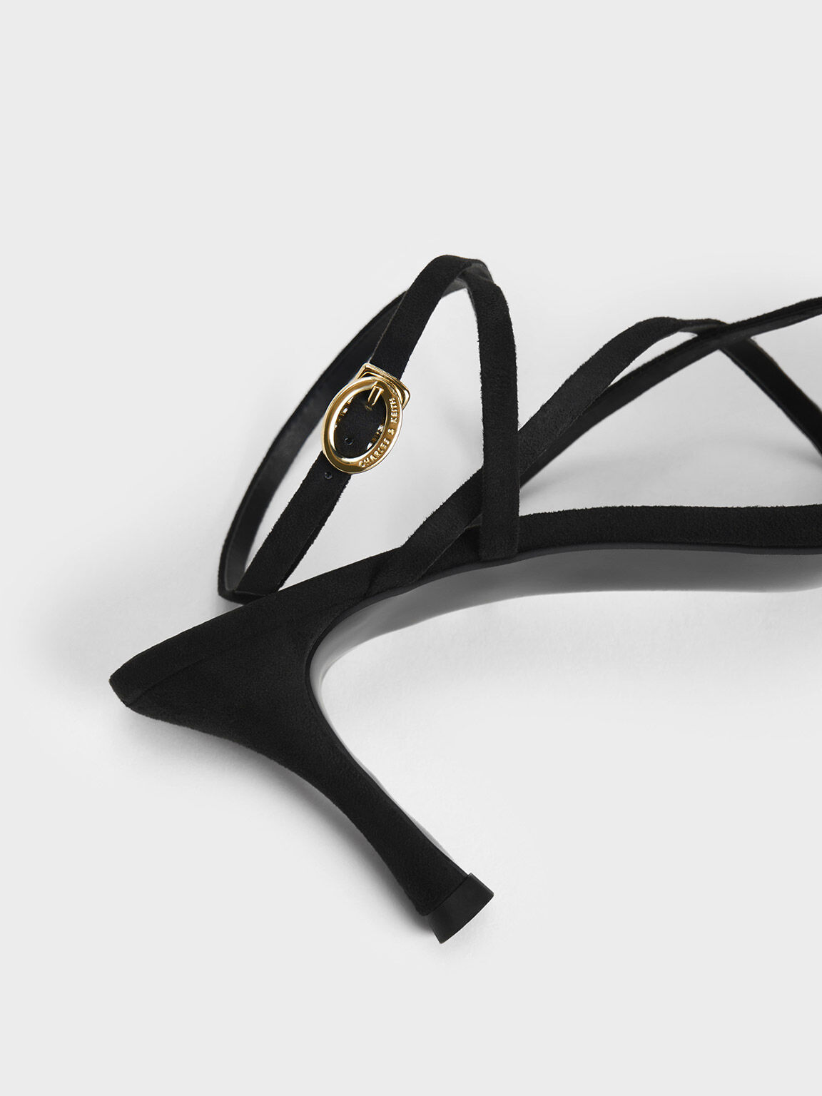 Textured Crossover Strappy Sandals, Black, hi-res
