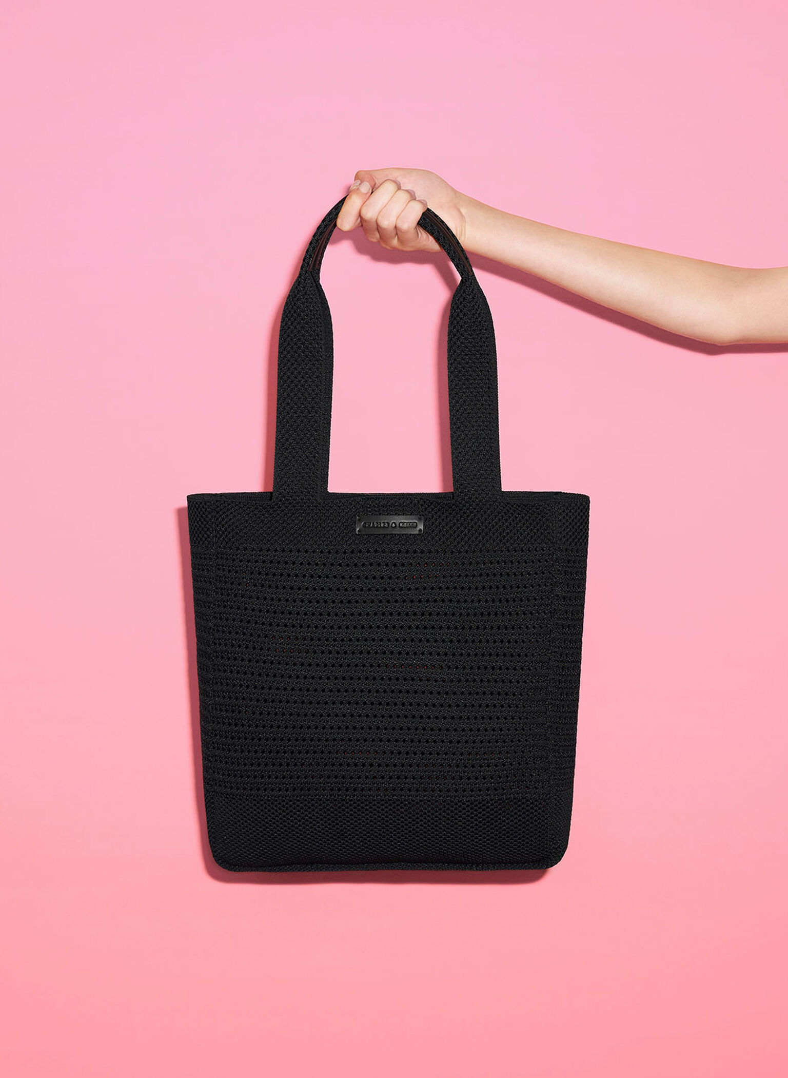 Ida Knitted Tote Bag, Black, hi-res