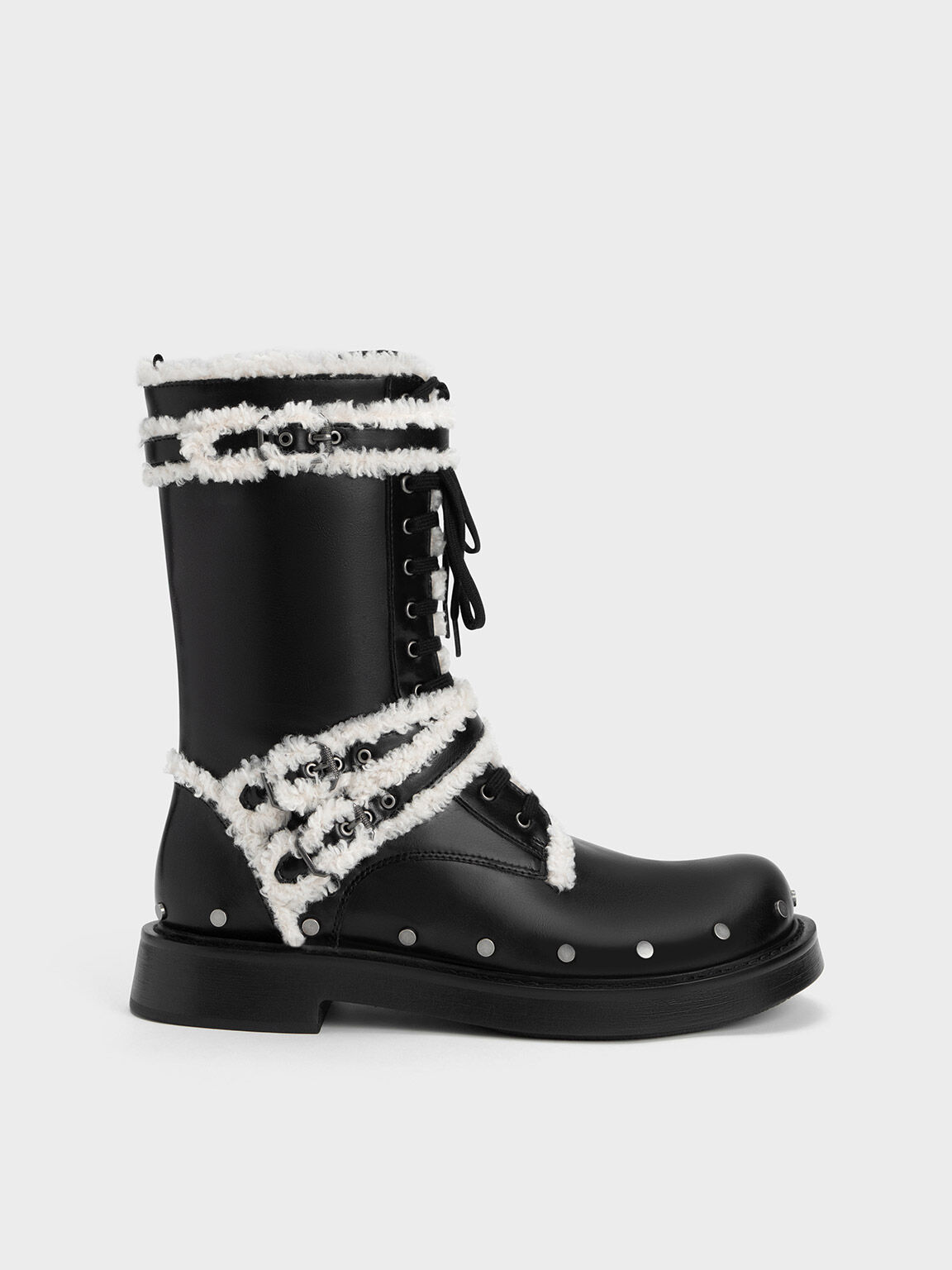 Black combat sale boots with fur