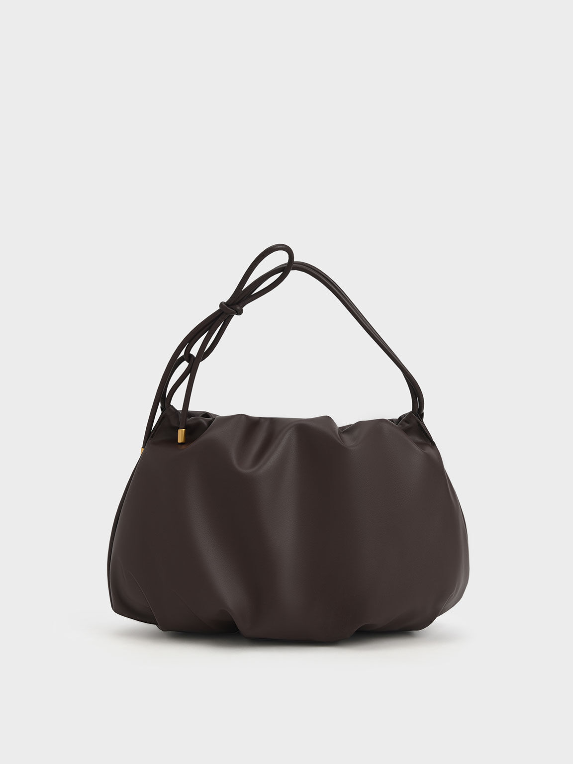 Dark Brown Knotted Handle Hobo Bag