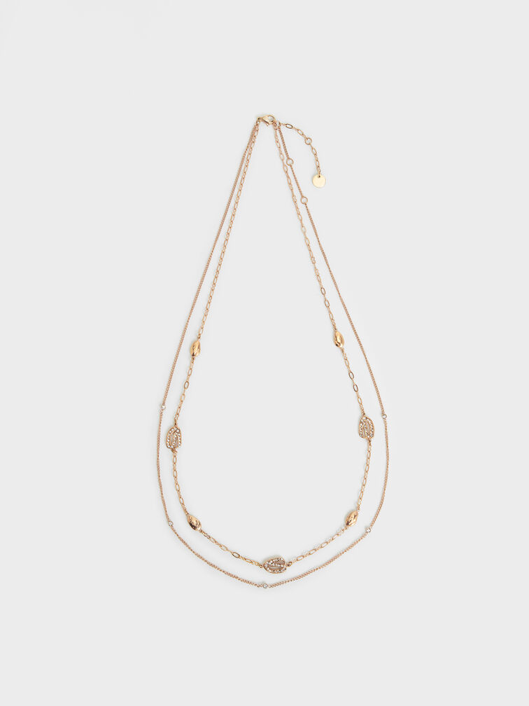 Aine Crystal Double-Chain Bracelet, Dorado, hi-res