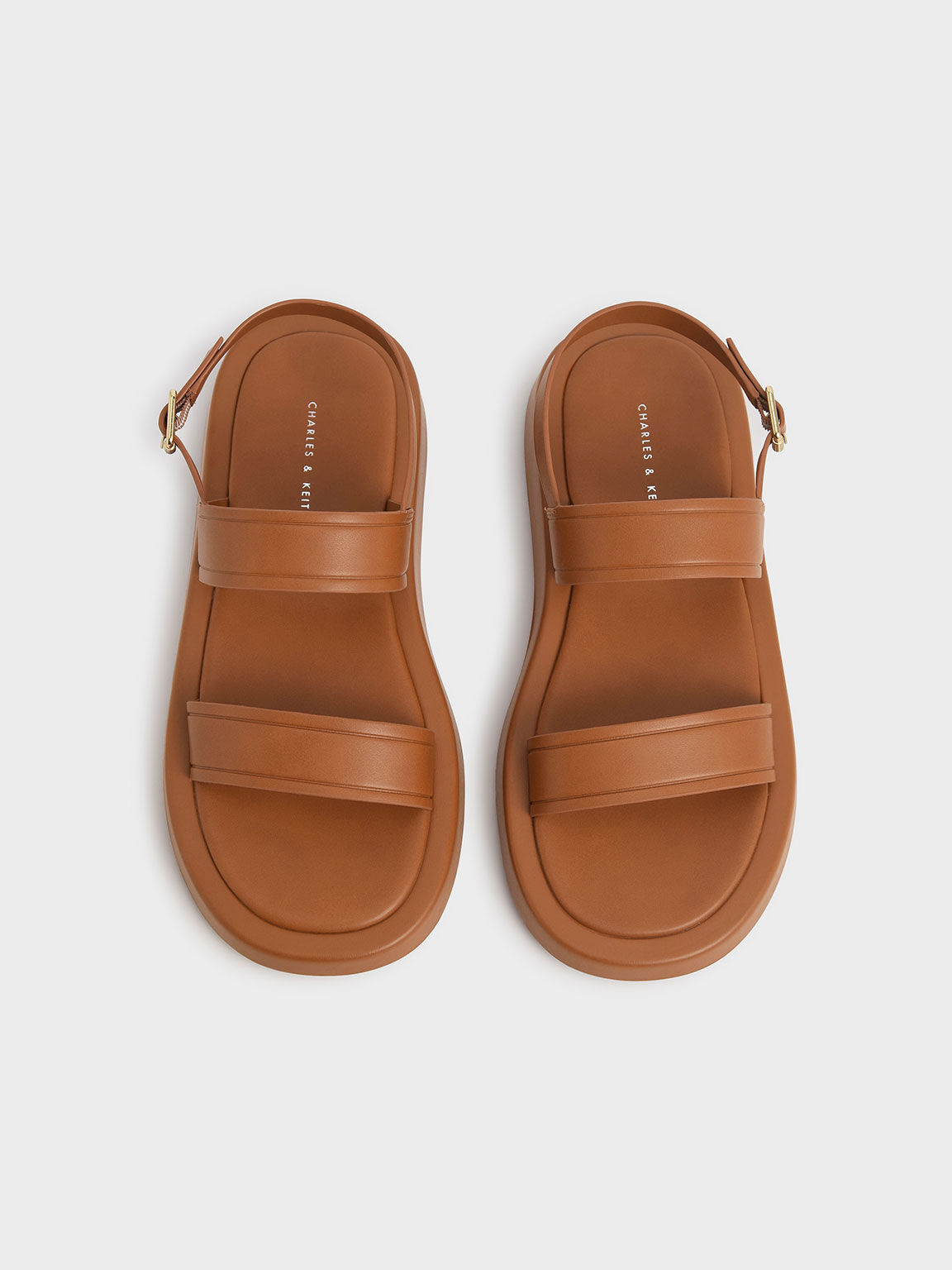 Open Toe Slingback Platform Sandals, Caramel, hi-res