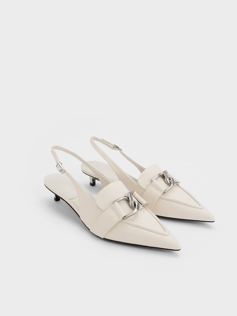 Gabine Leather Slingback Pumps, Chalk, hi-res