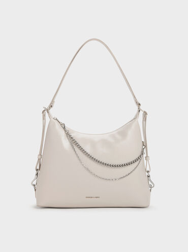 Bolso Hobo Atwood con cadena, Shell Grey, hi-res