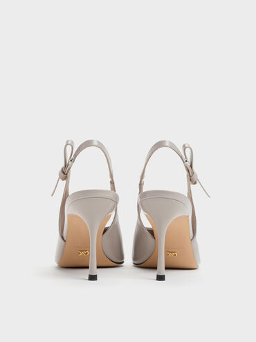 Anastasia Leather Slingback Pumps, Grey, hi-res