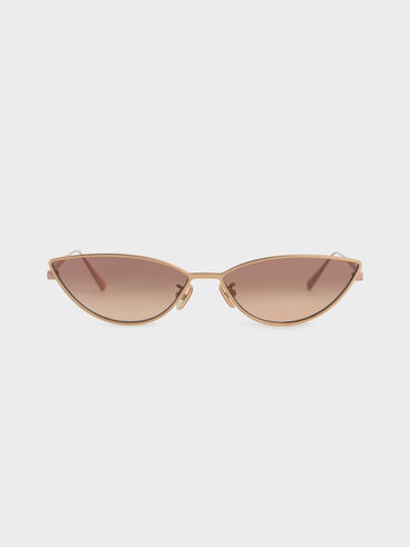 Tinted Cat-Eye Sunglasses, Rose Gold, hi-res