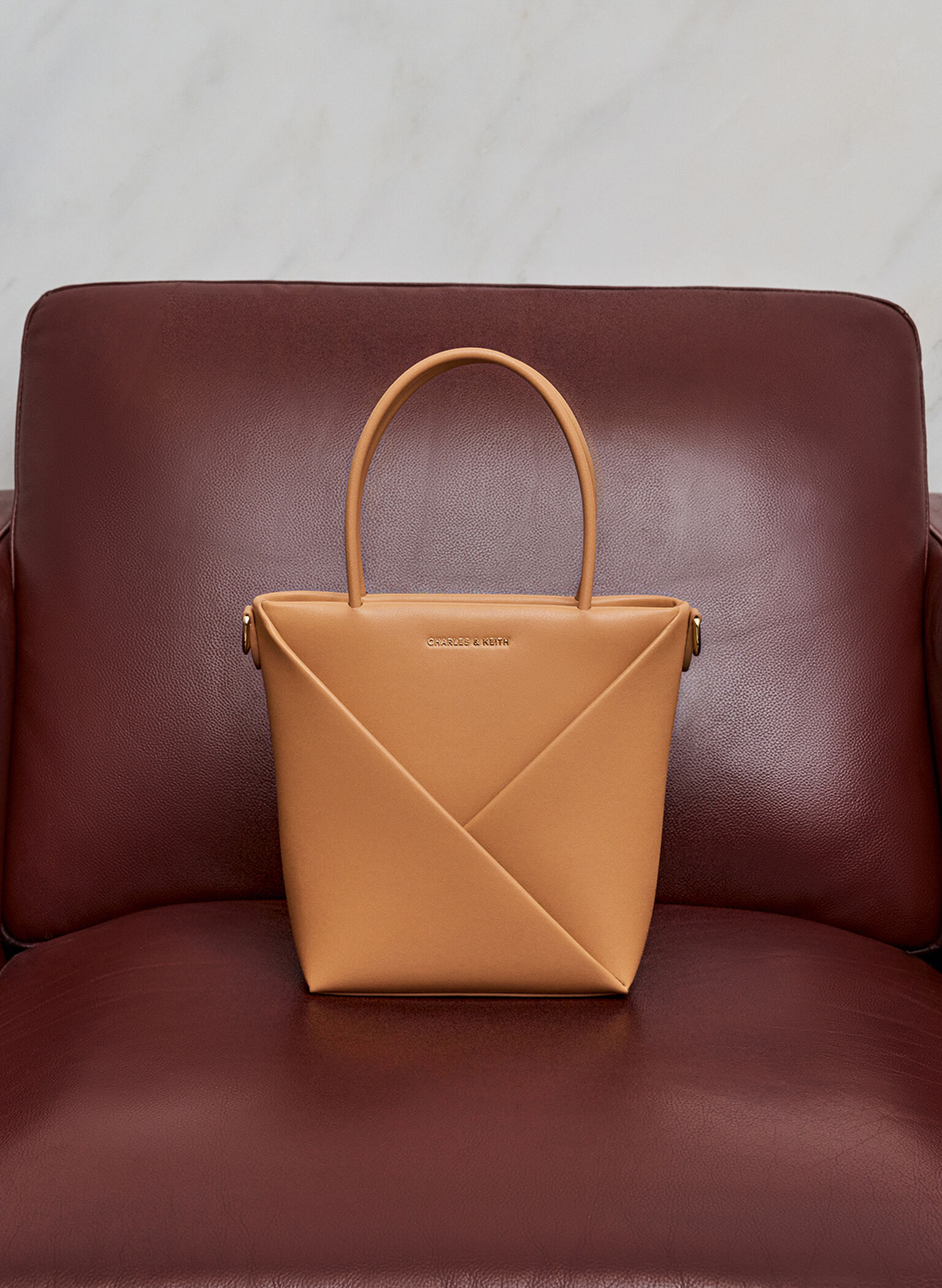 Bolso tote geométrico Midori alargado, Toffee, hi-res