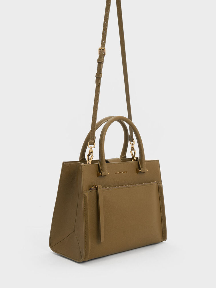 Anwen Structured Tote Bag, Khaki, hi-res