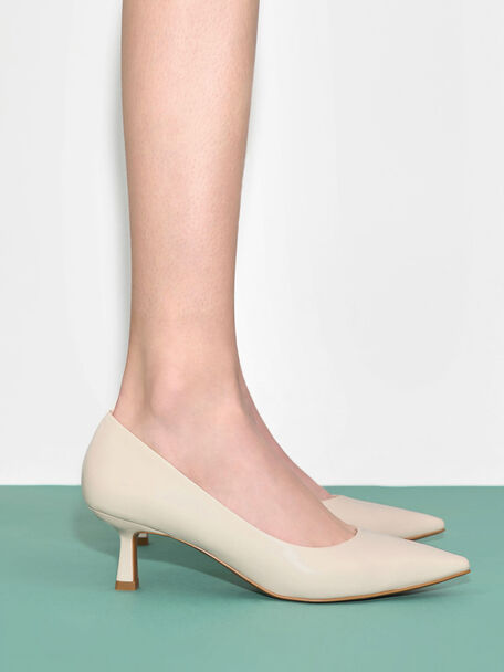 Emmy Pointed Kitten Heel Pumps, Chalk, hi-res