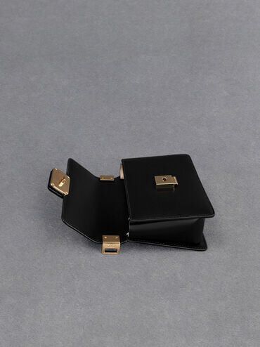 Leather Boxy Bag Black