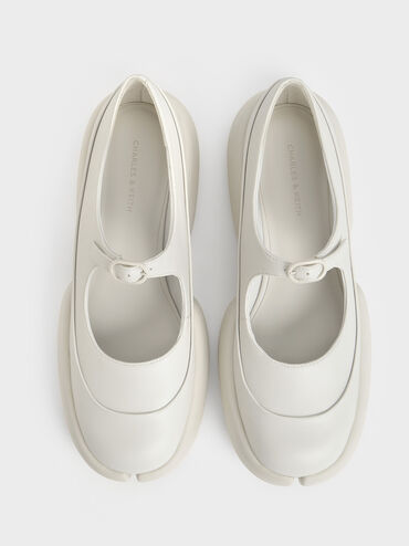 Jamie Sculptural Platform Mary Janes, White, hi-res