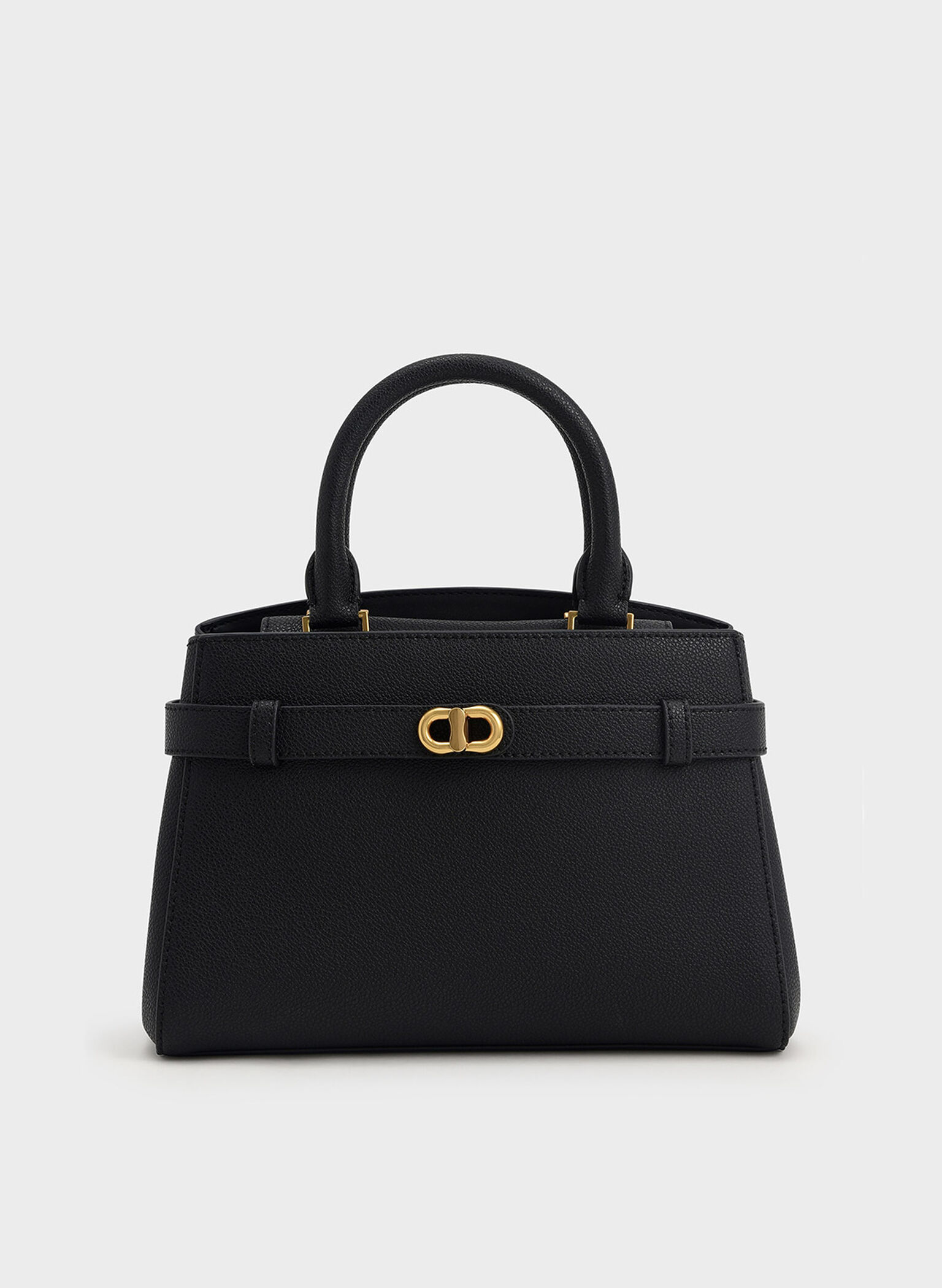 Aubrielle Metallic-Accent Belted Bag, Black, hi-res