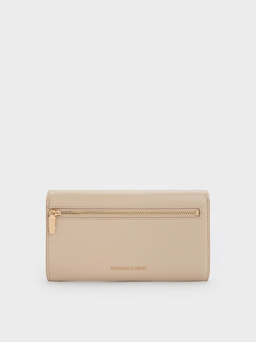 Lilibet Metallic-Accent Chain-Strap Long Wallet, Dusted Oat, hi-res