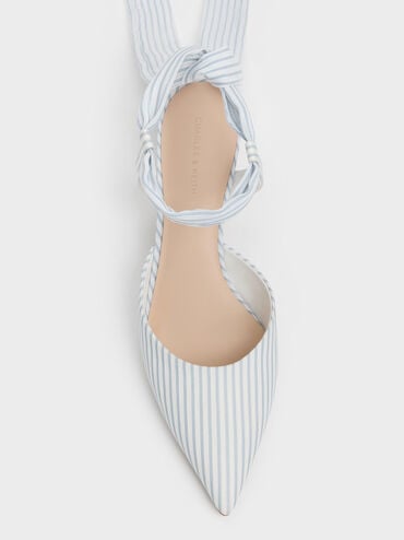 Striped Tie-Around Pointed Kitten Heels, Multi, hi-res
