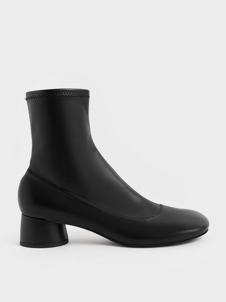 Charles & Keith - Women's Patent Platform Block Heel Ankle Boots, Black, US 8