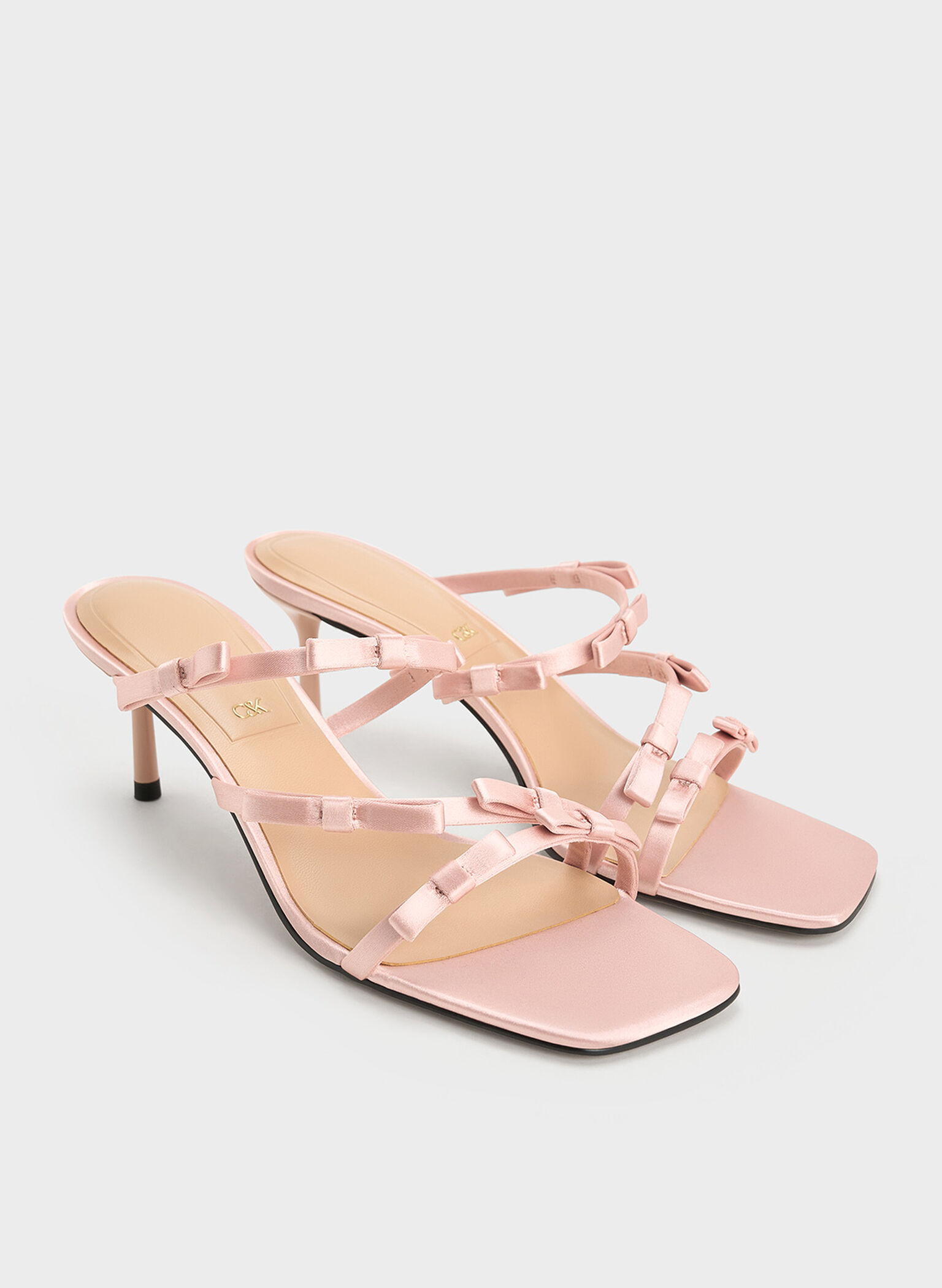 Sandalias de tacón Jessy de poliéster reciclado con lazo, Rosa, hi-res