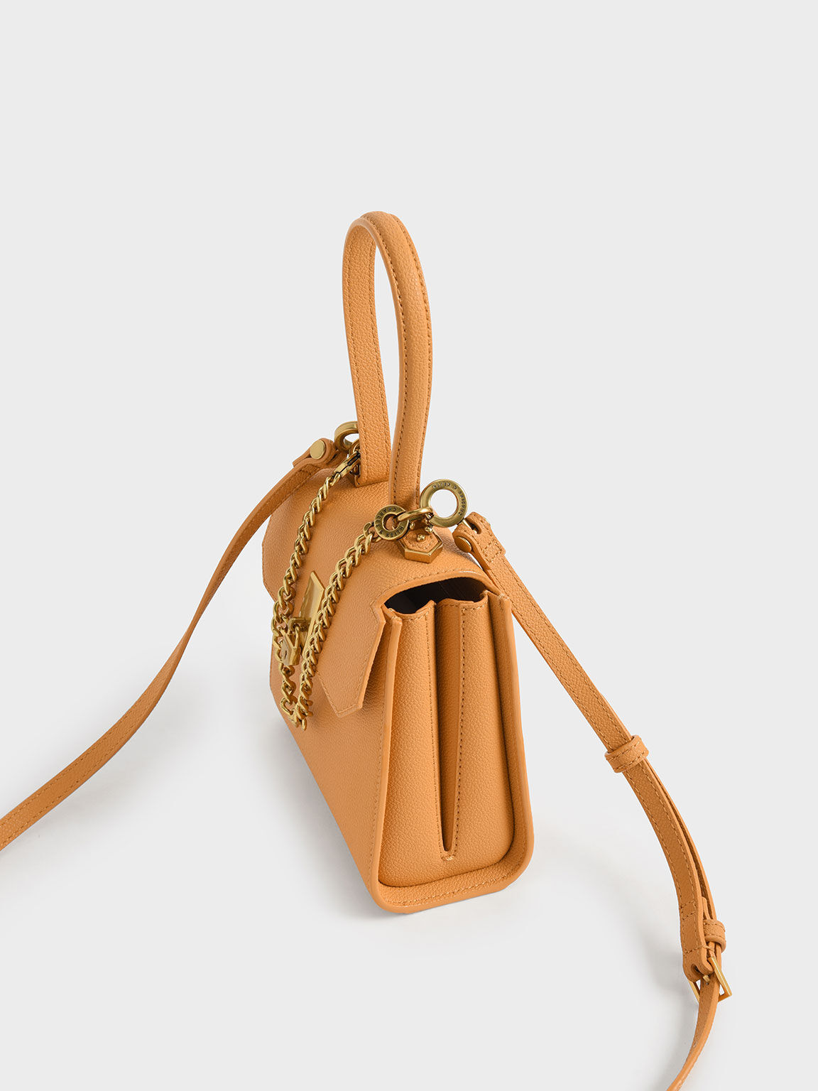 Geometric Top Handle Chain-Link Bag, Pumpkin, hi-res