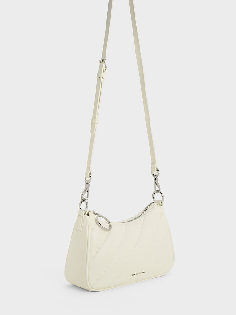 Bolsa Crossbody Philomena Puffy com Alça de Corrente, Cream, hi-res