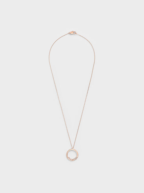 Swarovski® Crystal Studded Pendant Necklace, Rose Gold, hi-res