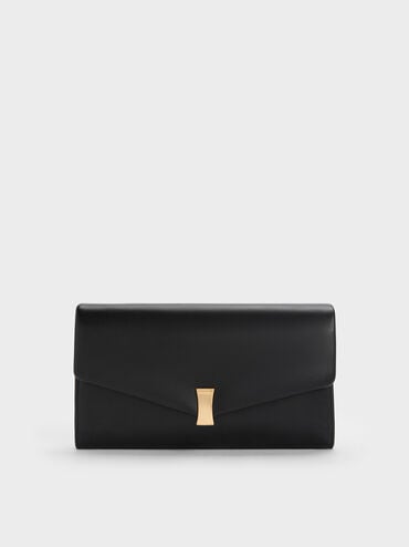 Lilibet Metallic-Accent Chain-Strap Long Wallet, Black, hi-res