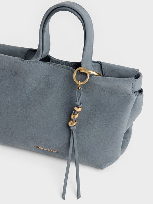 Mini Zephyr Tassel Tote Bag, Smoky Blue, hi-res
