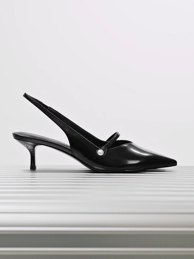 Helena Pearl Pointed Slingback Pumps, Black Box, hi-res