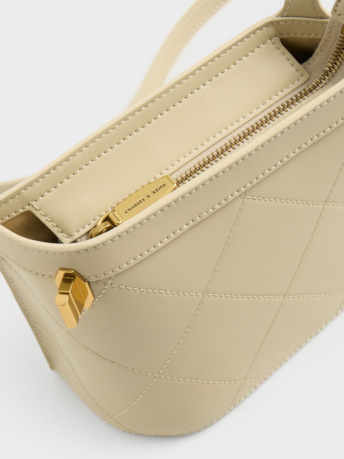 Metallic Accent Quilted Bag, Butter, hi-res