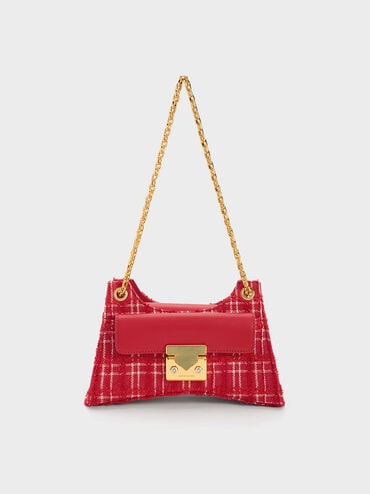 Eudora Tweed Sculptural Bag, Red, hi-res