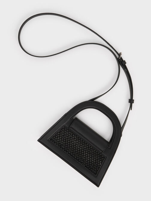 Este Crystal-Embellished Trapeze Bag, Black, hi-res
