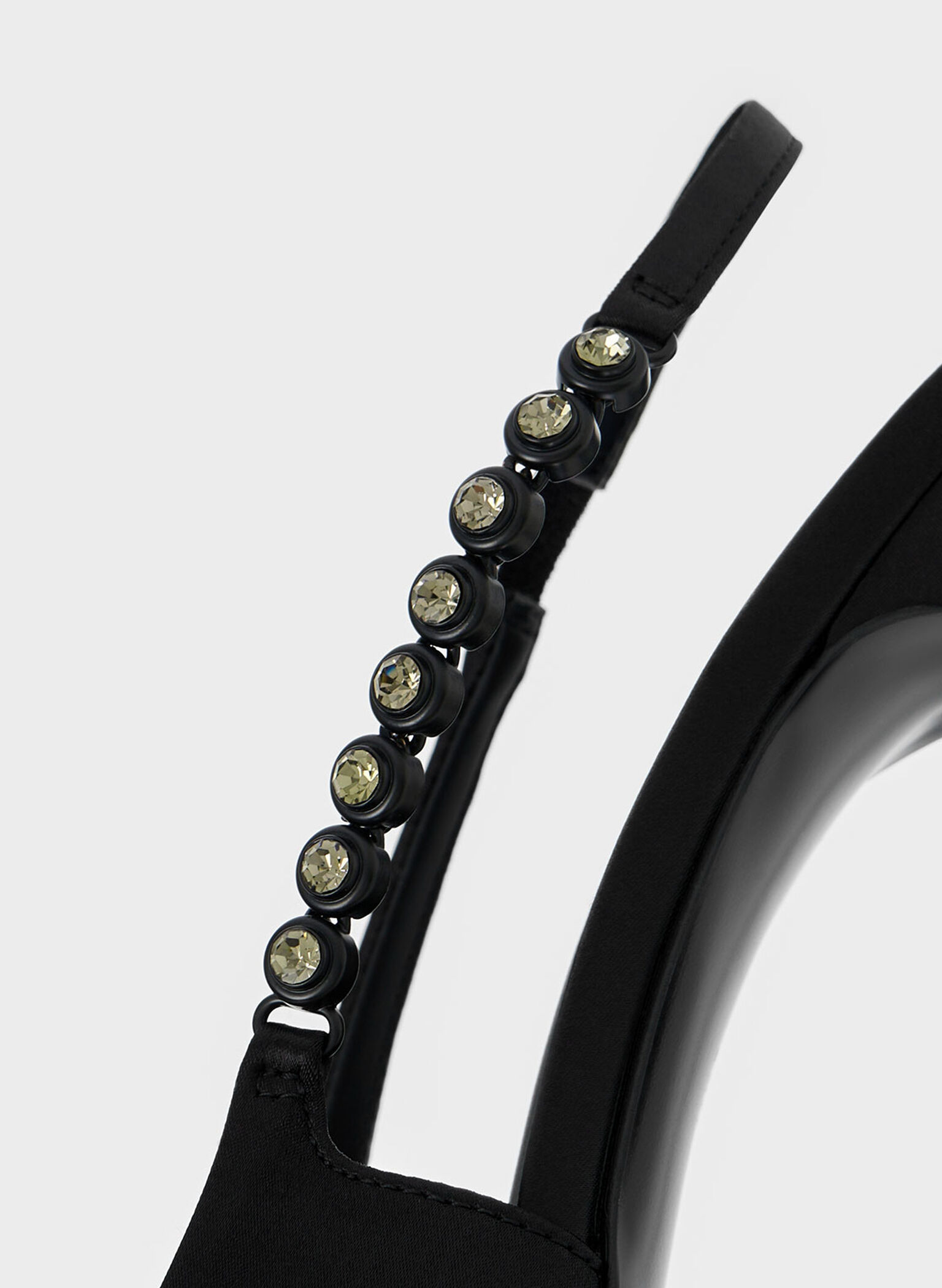 Flores Recycled Polyester Gem-Strap Slingback Pumps, Black, hi-res