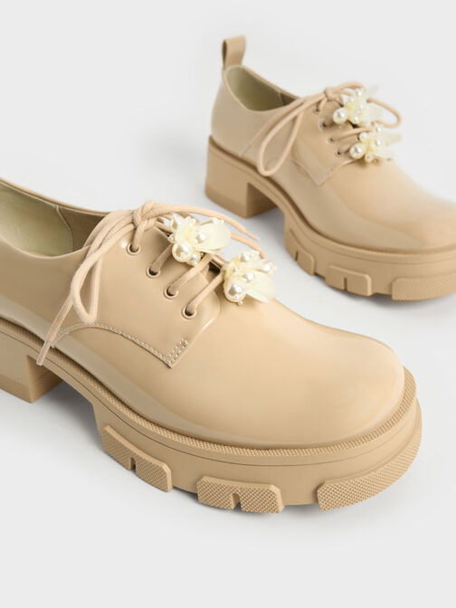 Hayden Bead-Embellished Patent Oxfords, Nude, hi-res