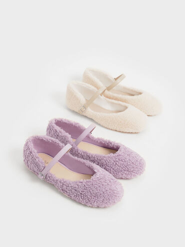 兒童毛毛瑪莉珍鞋, 紫丁香色, hi-res