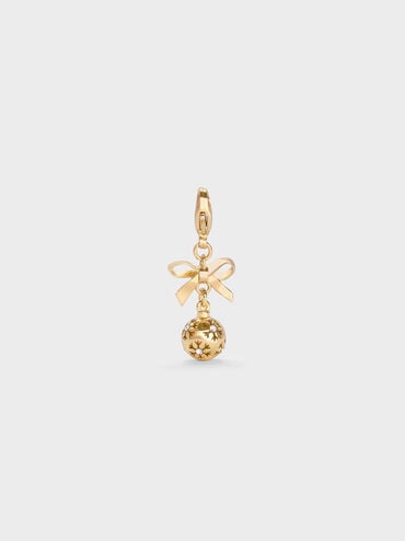 Athalia Crystal-Embellished Bow Snowflake-Ball Charm, Gold, hi-res