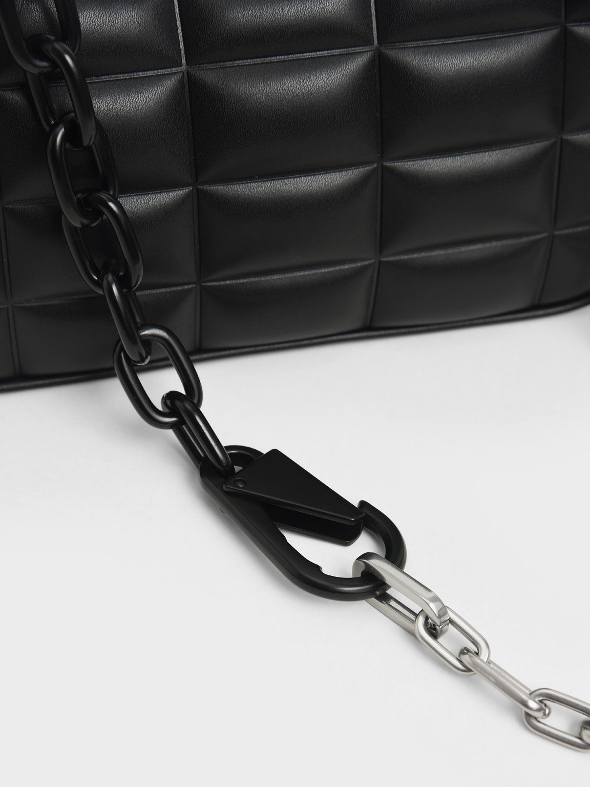 Black Quilted Chain Shoulder Bag CHARLES & KEITH TW