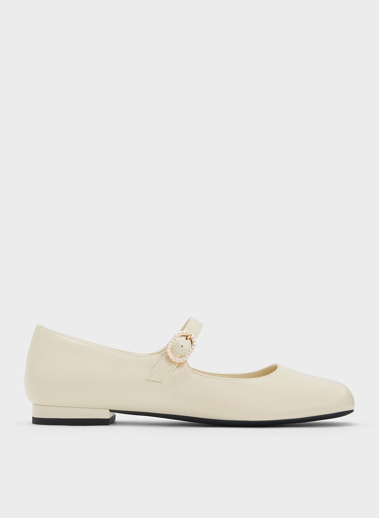 Cream Pearl-Buckle Mary Janes - CHARLES & KEITH SG
