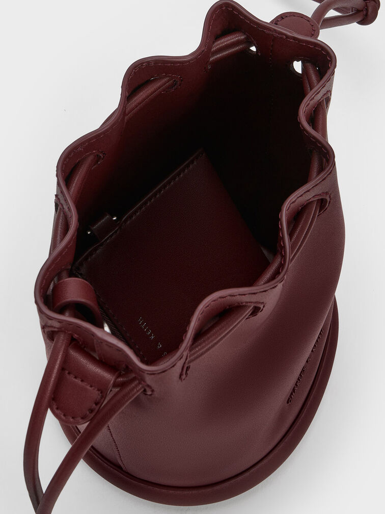 Blossom Drawstring Bucket Bag, Dark Chocolate, hi-res