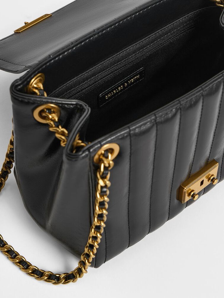 Bolso Donna de efecto arrugado, Negro, hi-res