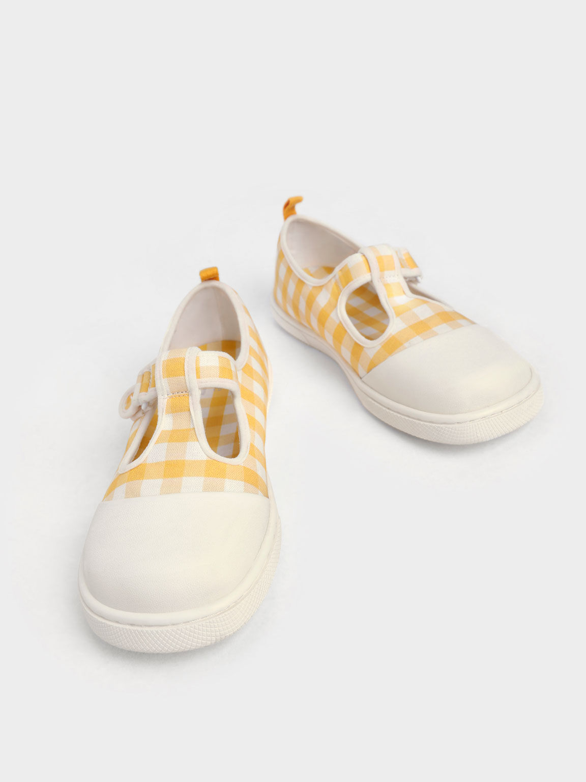 Yellow gingham shoes sales