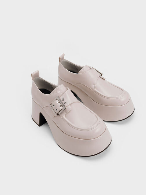 Rubina Buckled Chunky Loafers, Light Grey, hi-res